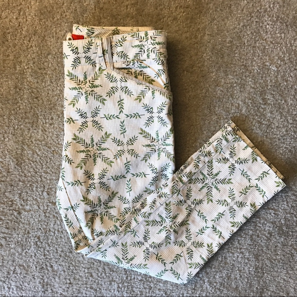 Cartonnier Charlie trouser tan 2 leaf print anthro